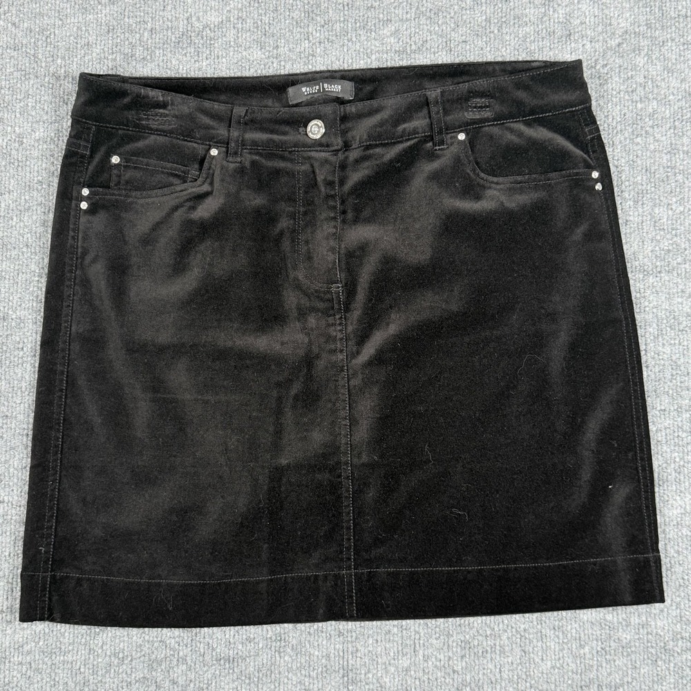 White House Black Market Skirt Womens Size 10 Black Velvet Mini Pockets NWT‎
